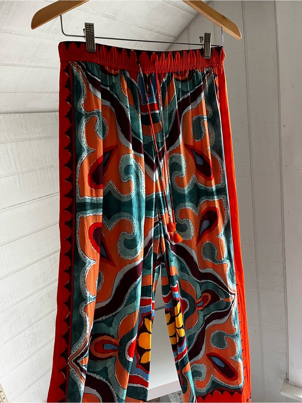 Rachel Zoe Abstract Wide Leg Pants in Orange and Teal